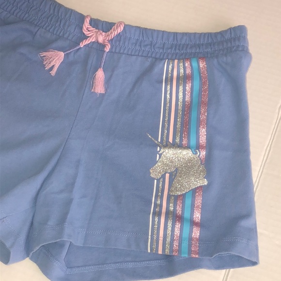 Unicorn Blue Striped Girls Shorts - Picture 3 of 8